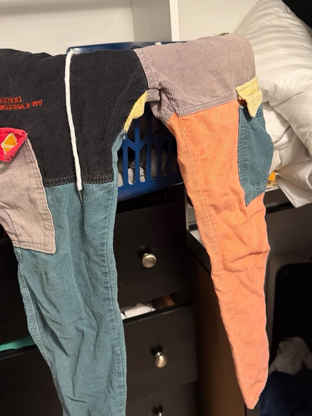 Stussy Colorblock Corduroy Kids Pants - Teal, Orange, Black, Yellow, Tan